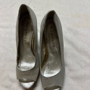 Grace Silver Peep-Toe Heels